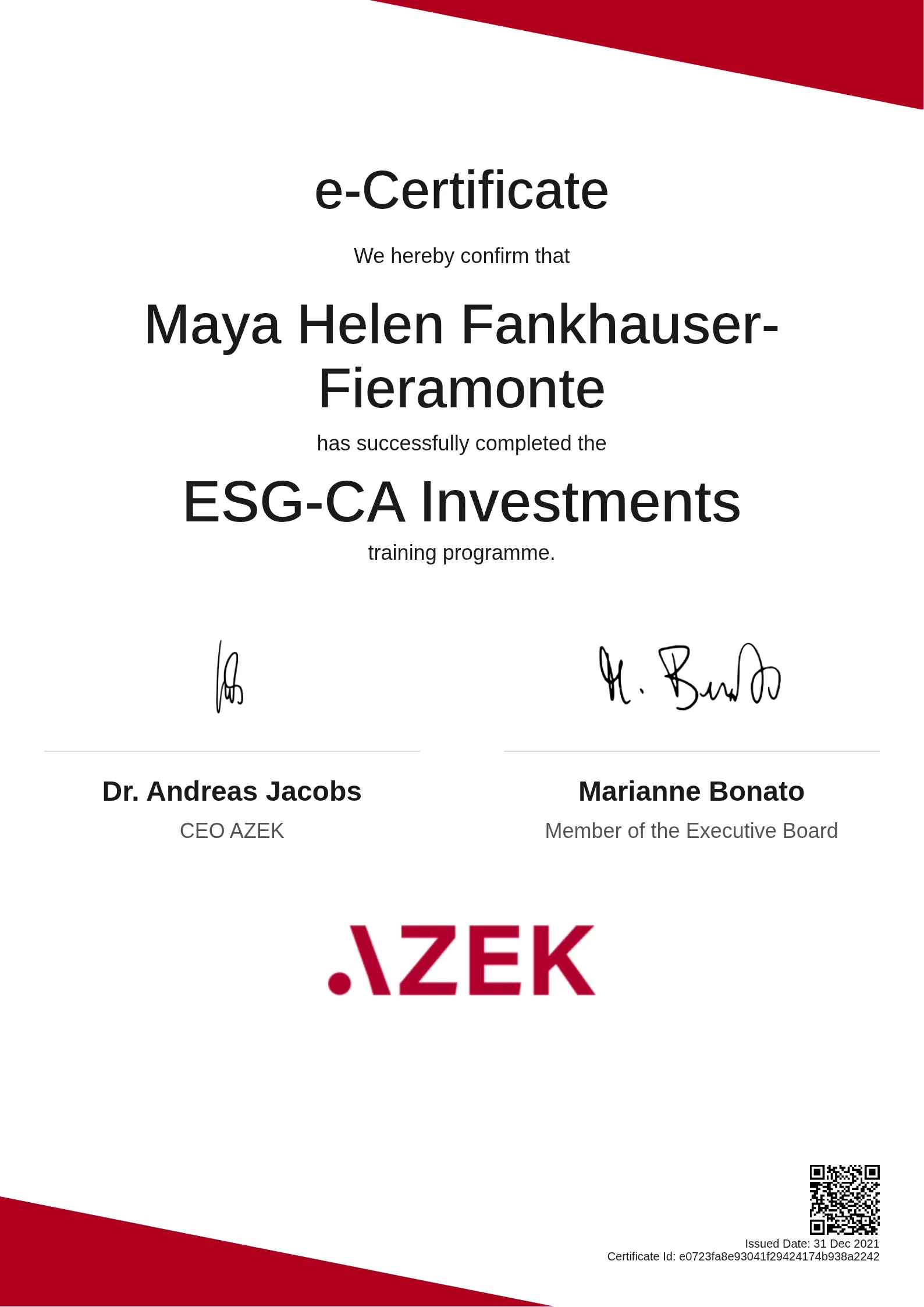  Maya Helen Fankhauser-Fieramonte | ESG-CA Investments