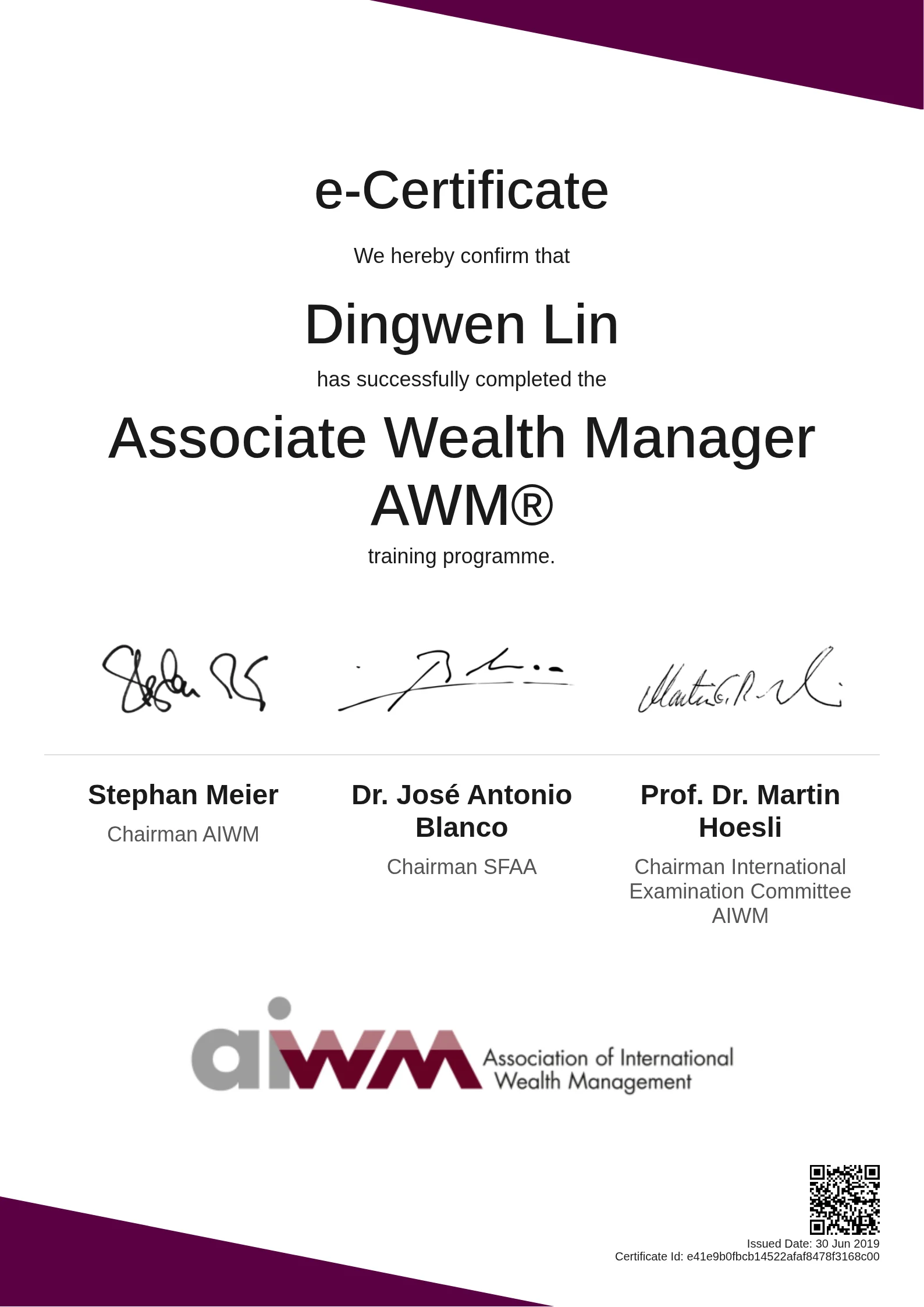  Dingwen Lin | Associate Wealth Manager AWM®