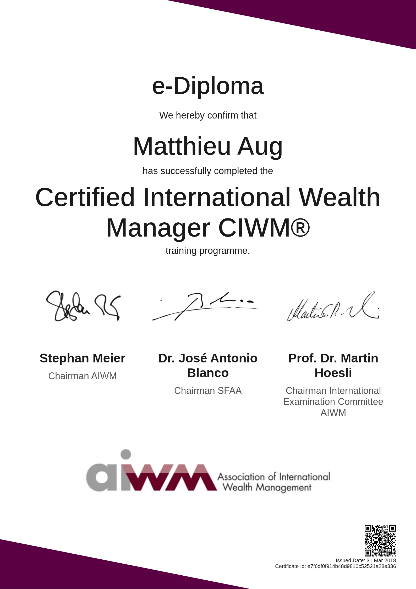  Matthieu Aug | Certified International Wealth Manager CIWM®
