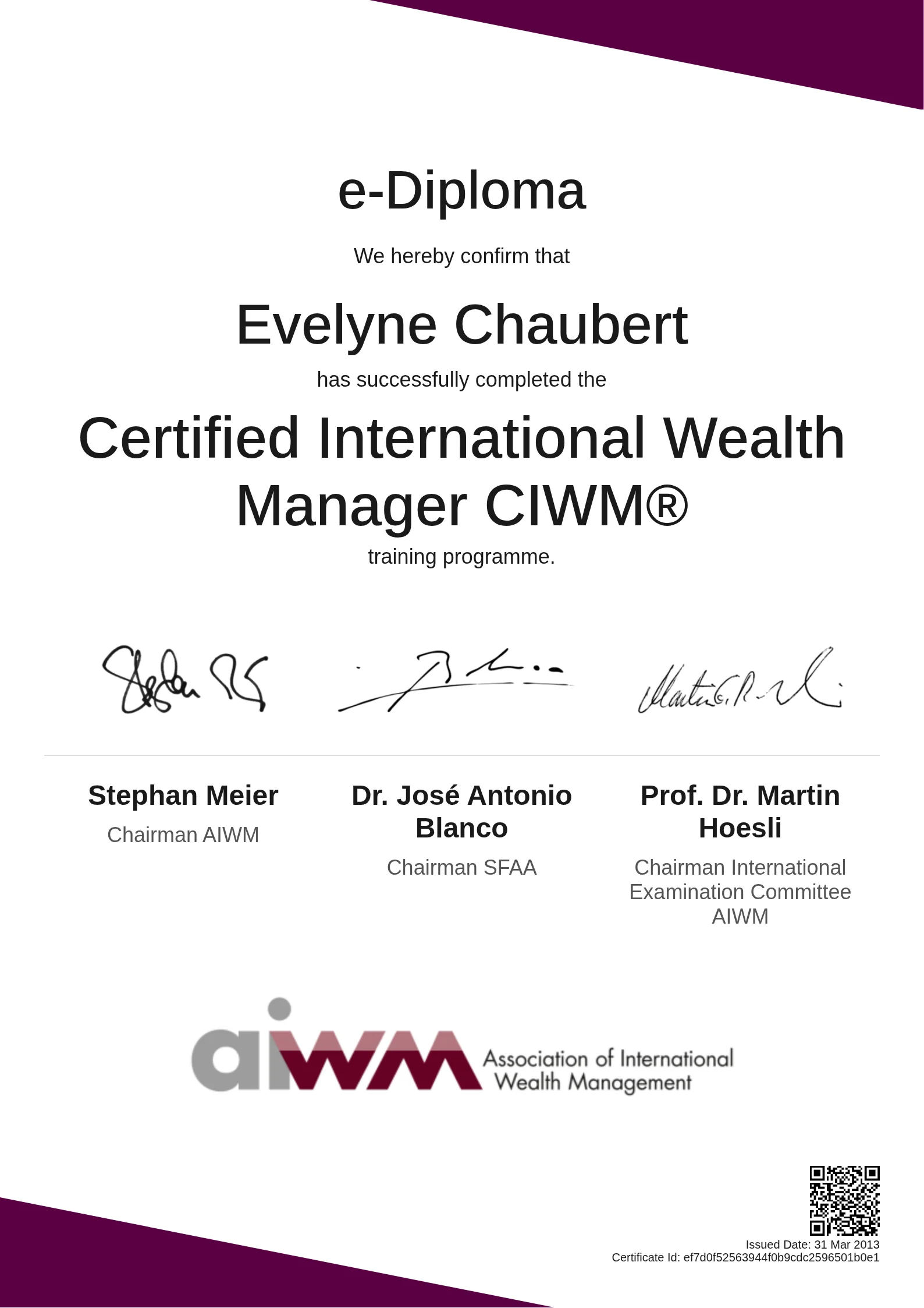  Evelyne Chaubert | Certified International Wealth Manager CIWM®
