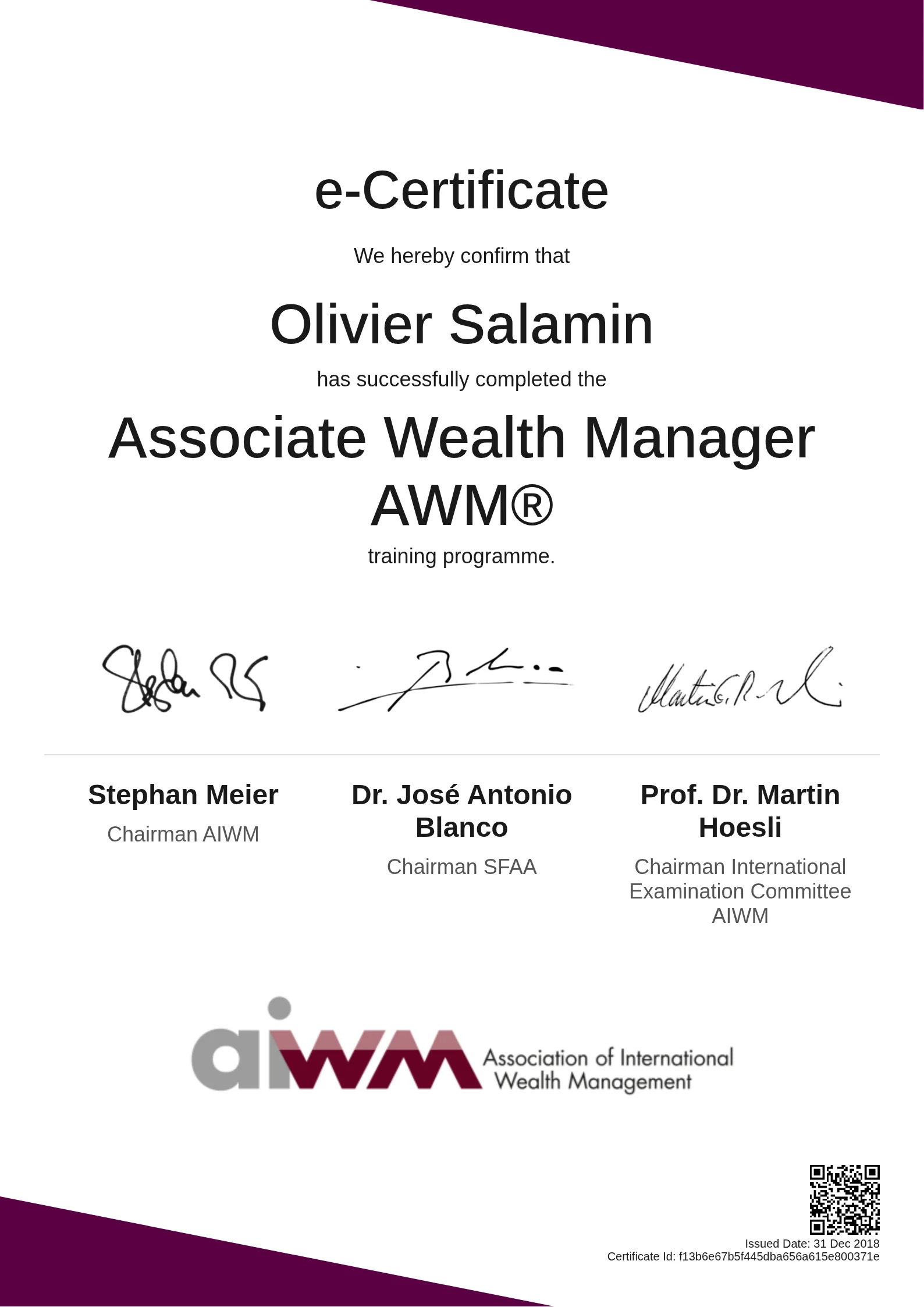  Olivier Salamin | Associate Wealth Manager AWM®