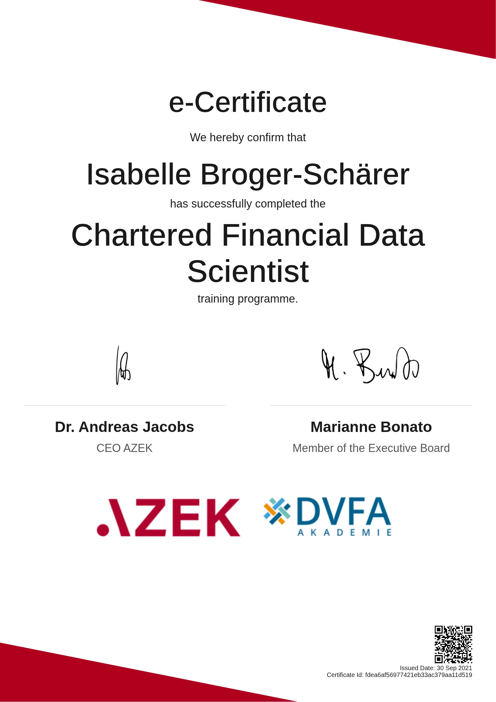  Isabelle Broger-Schärer | Chartered Financial Data Scientist