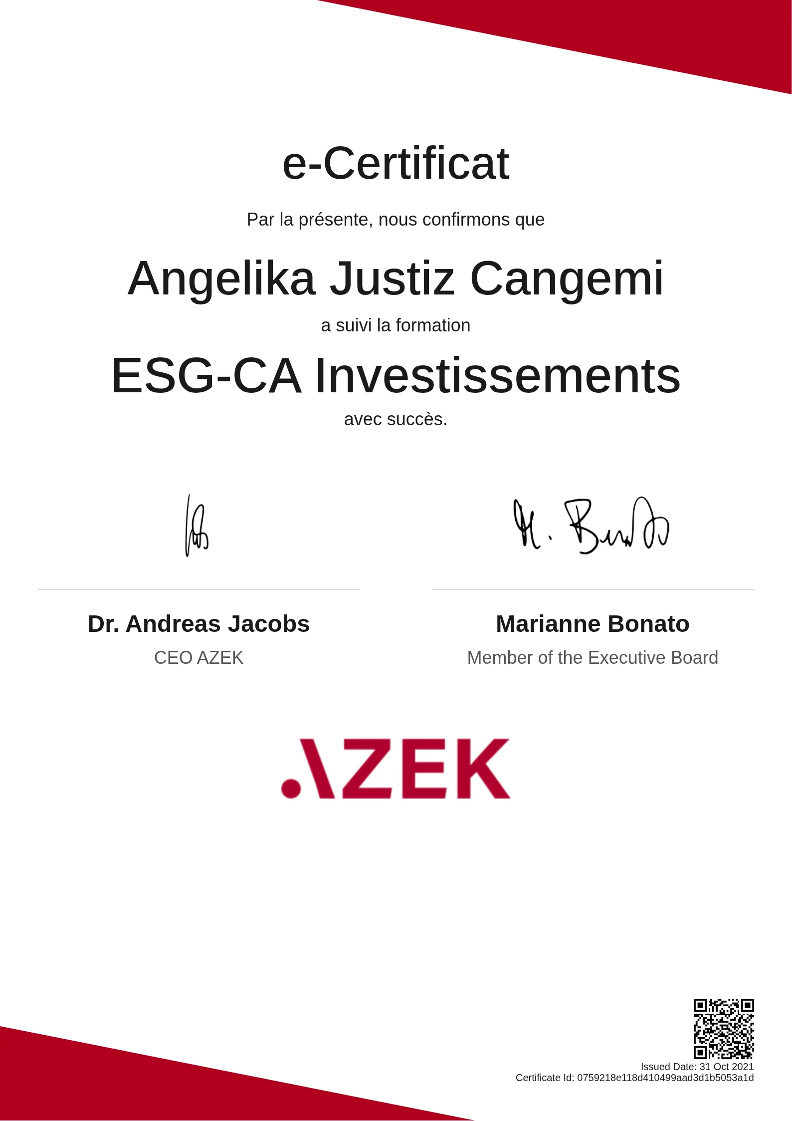 Angelika Justiz Cangemi | ESG-CA Investissements
