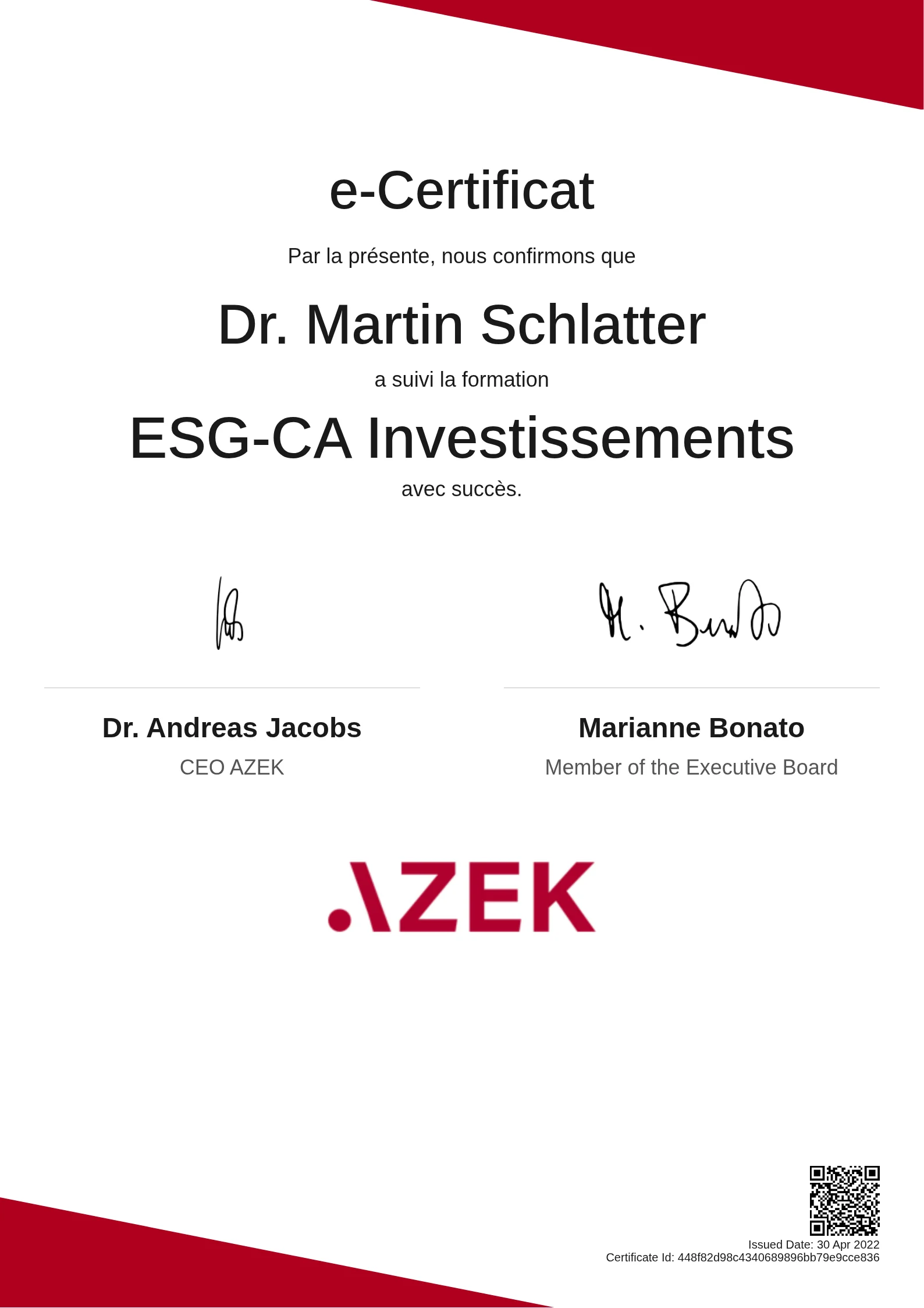 Dr. Martin Schlatter | ESG-CA Investissements