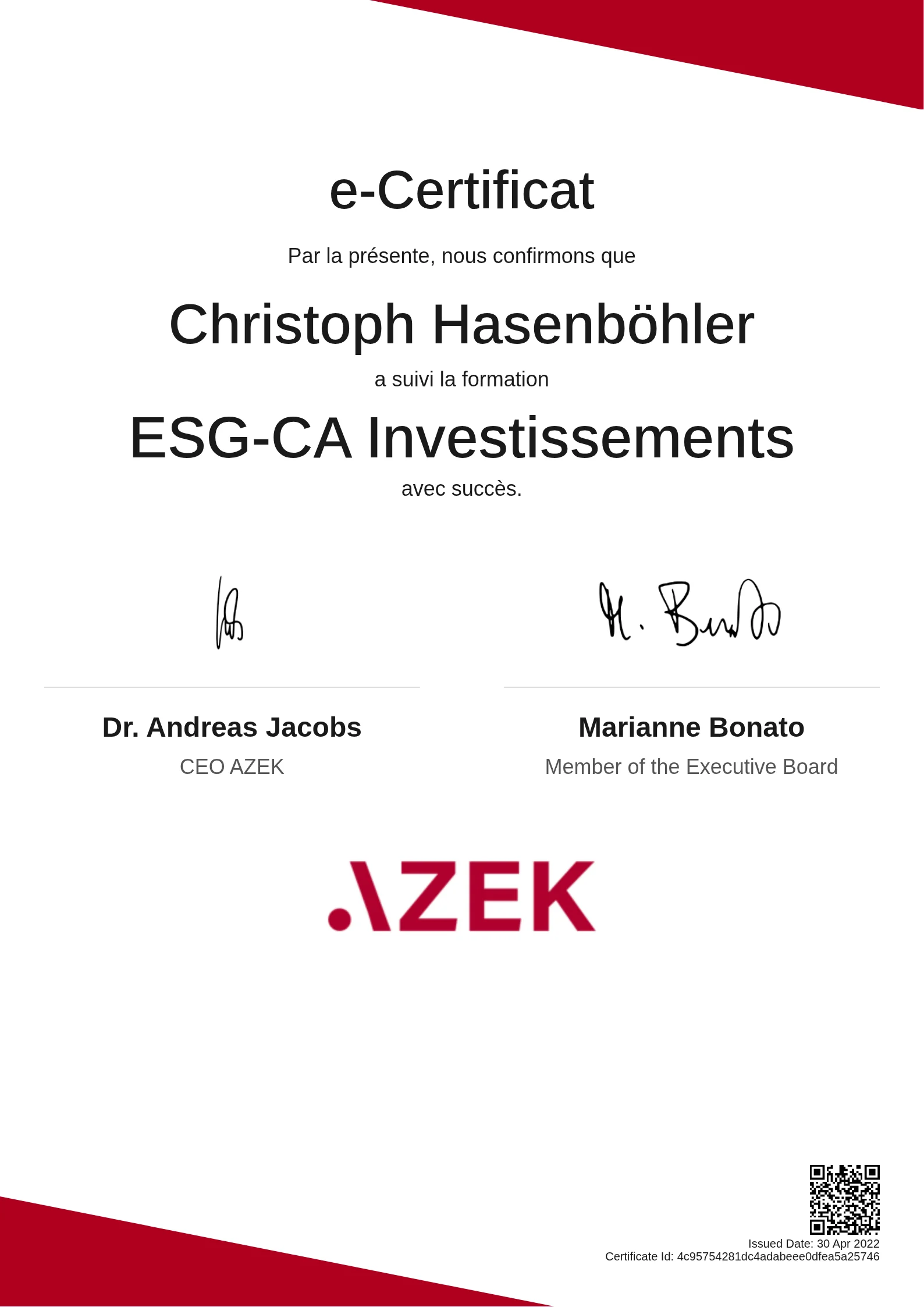 Christoph Hasenböhler | ESG-CA Investissements