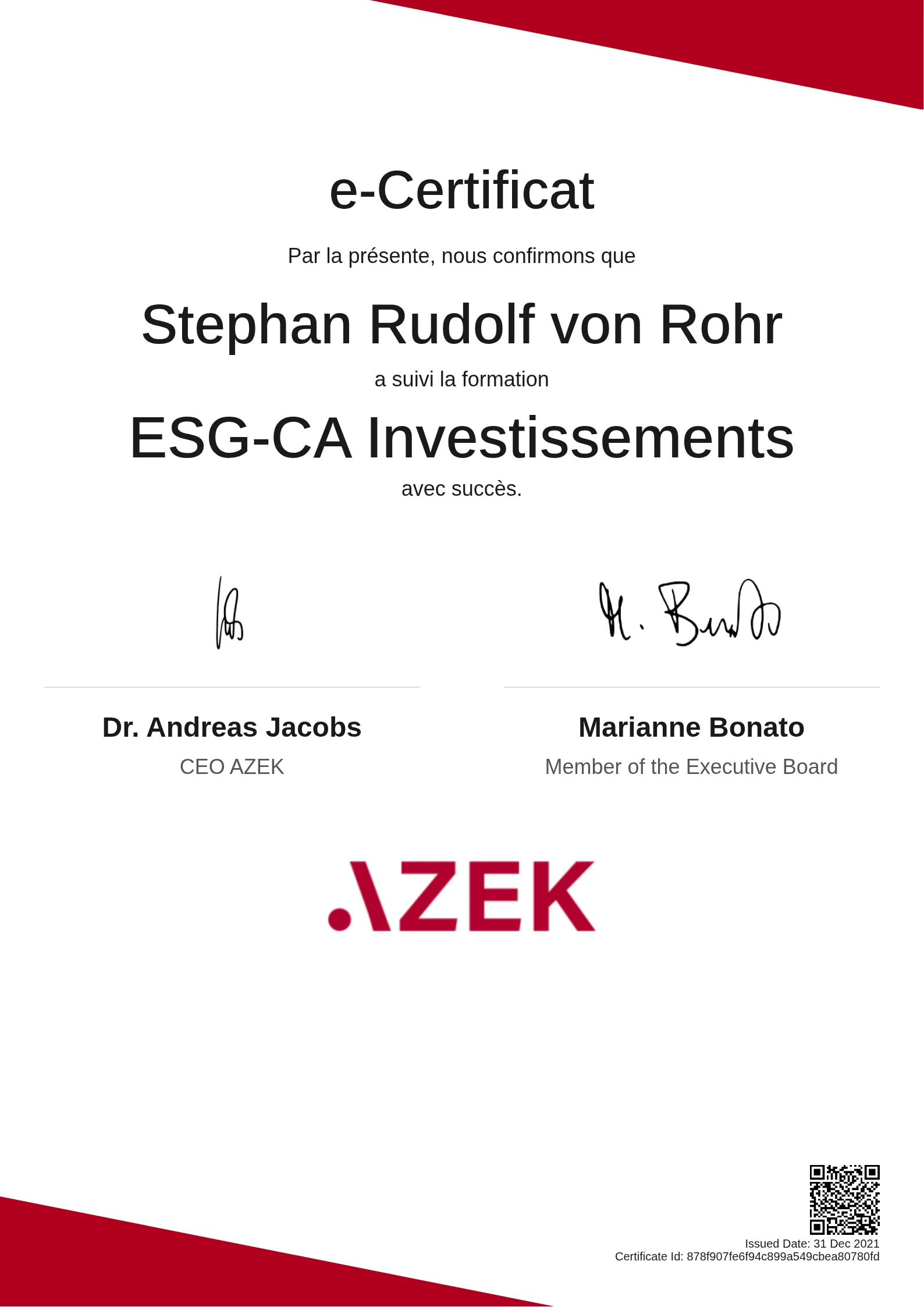 Stephan Rudolf von Rohr | ESG-CA Investissements
