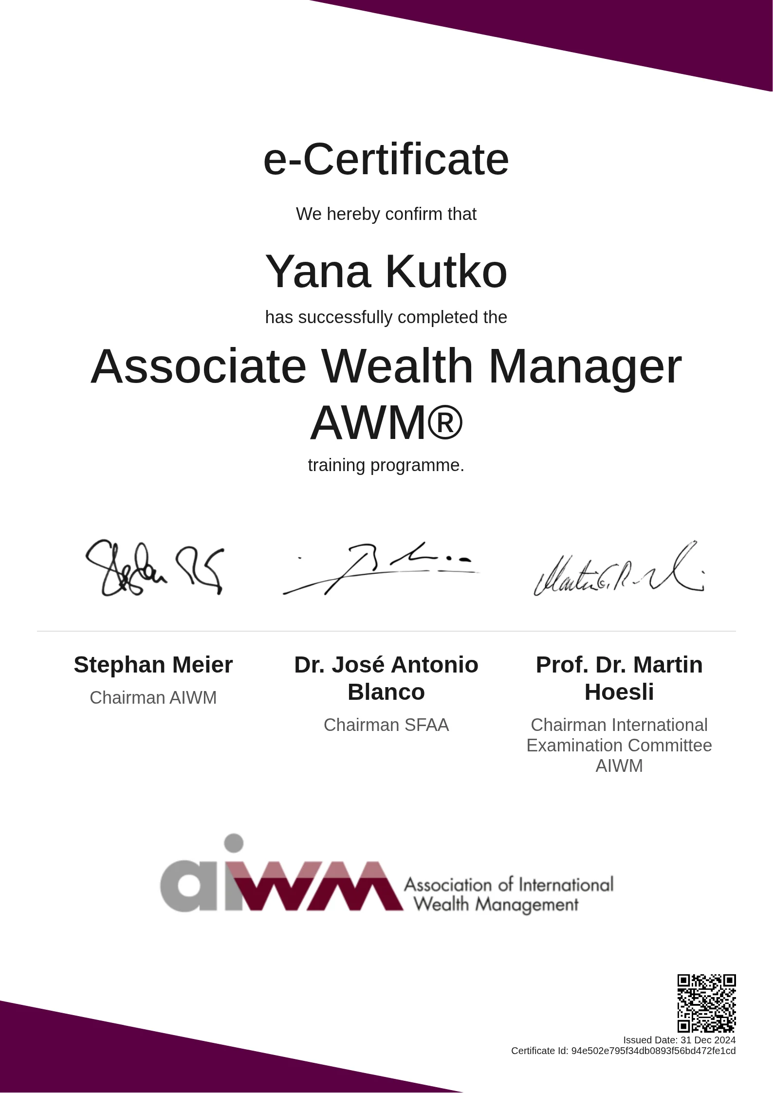 Yana Kutko | Associate Wealth Manager AWM®
