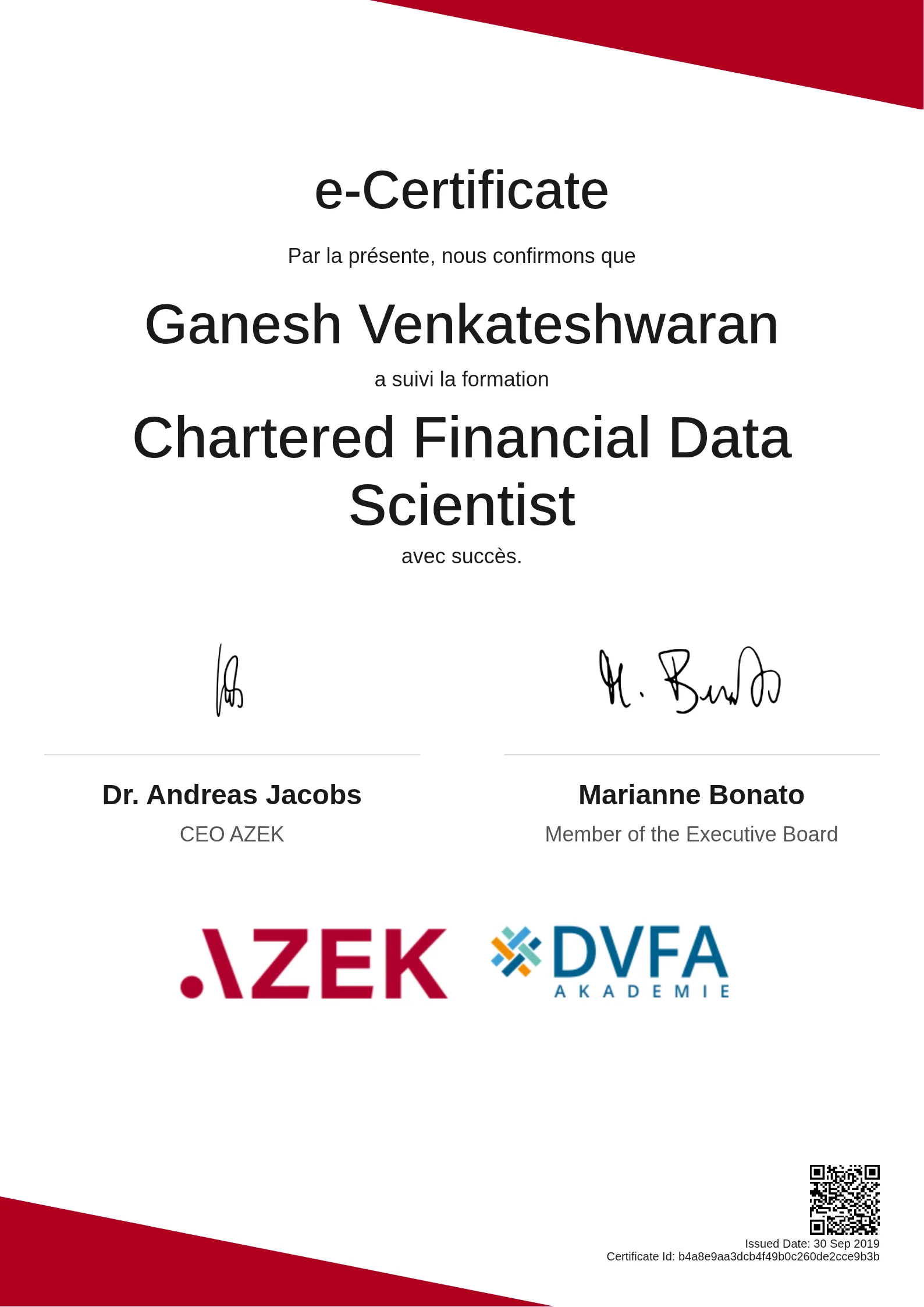 Ganesh Venkateshwaran | Chartered Financial Data Scientist
