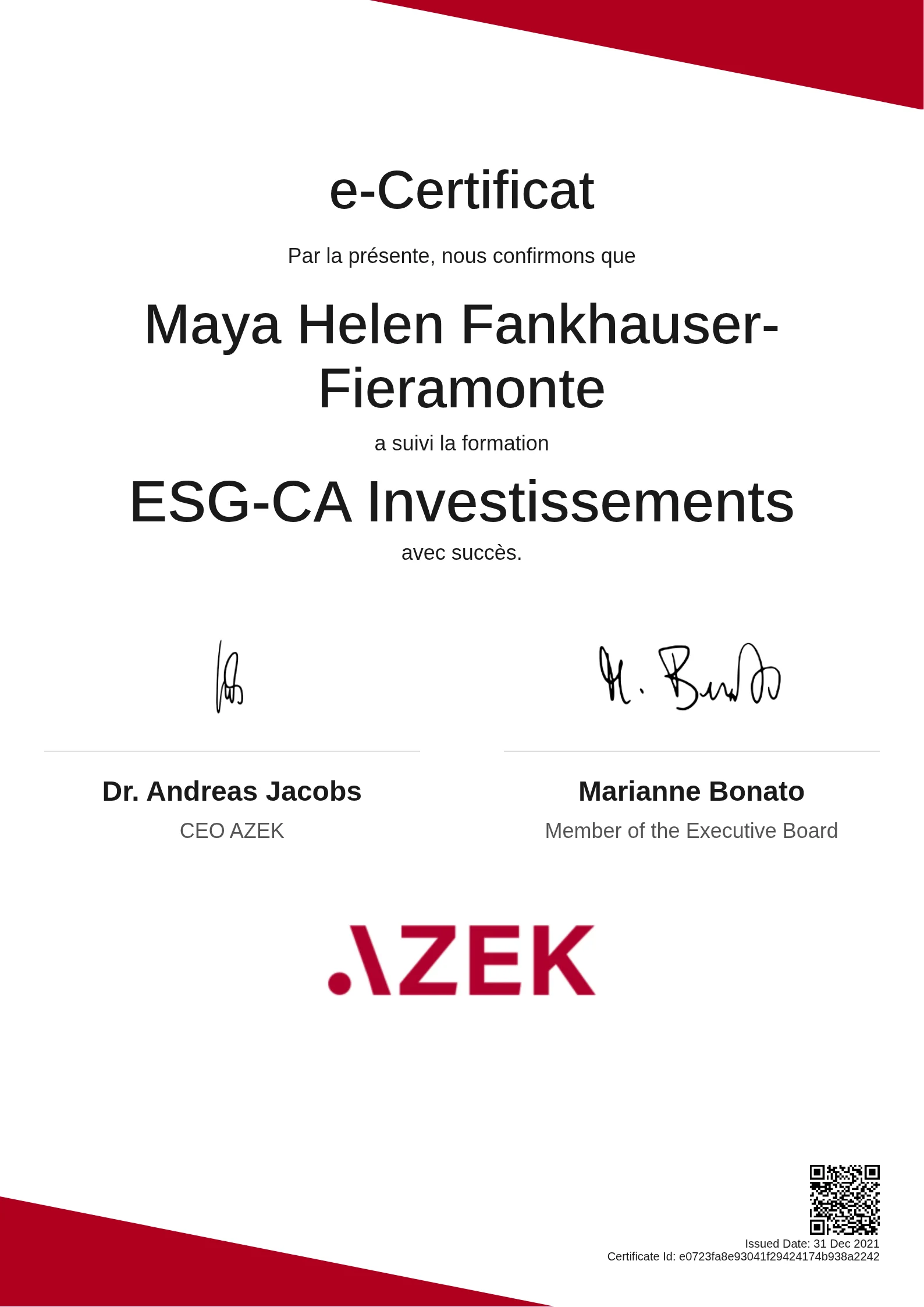 Maya Helen Fankhauser-Fieramonte | ESG-CA Investissements