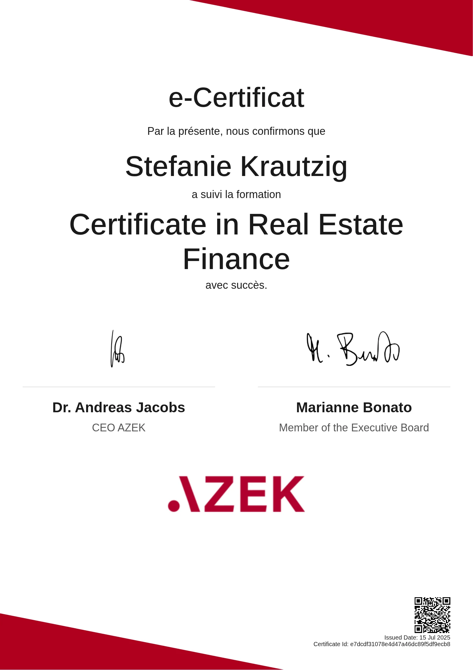 Stefanie Krautzig | Certificate in Real Estate Finance